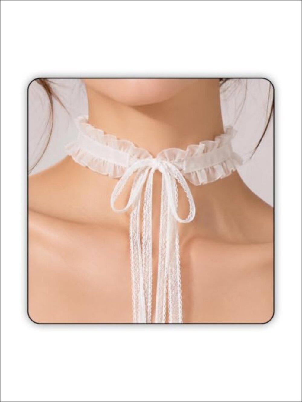 Lace Bow Choker Necklace Gothic Ruffle Tie Closure Women Jewelry